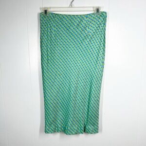 Vintage Rachmani Blue and Yellow Diamond Pattern Midi Skirt 14